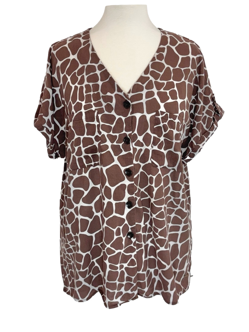 Olsen brown giraffe print shirt